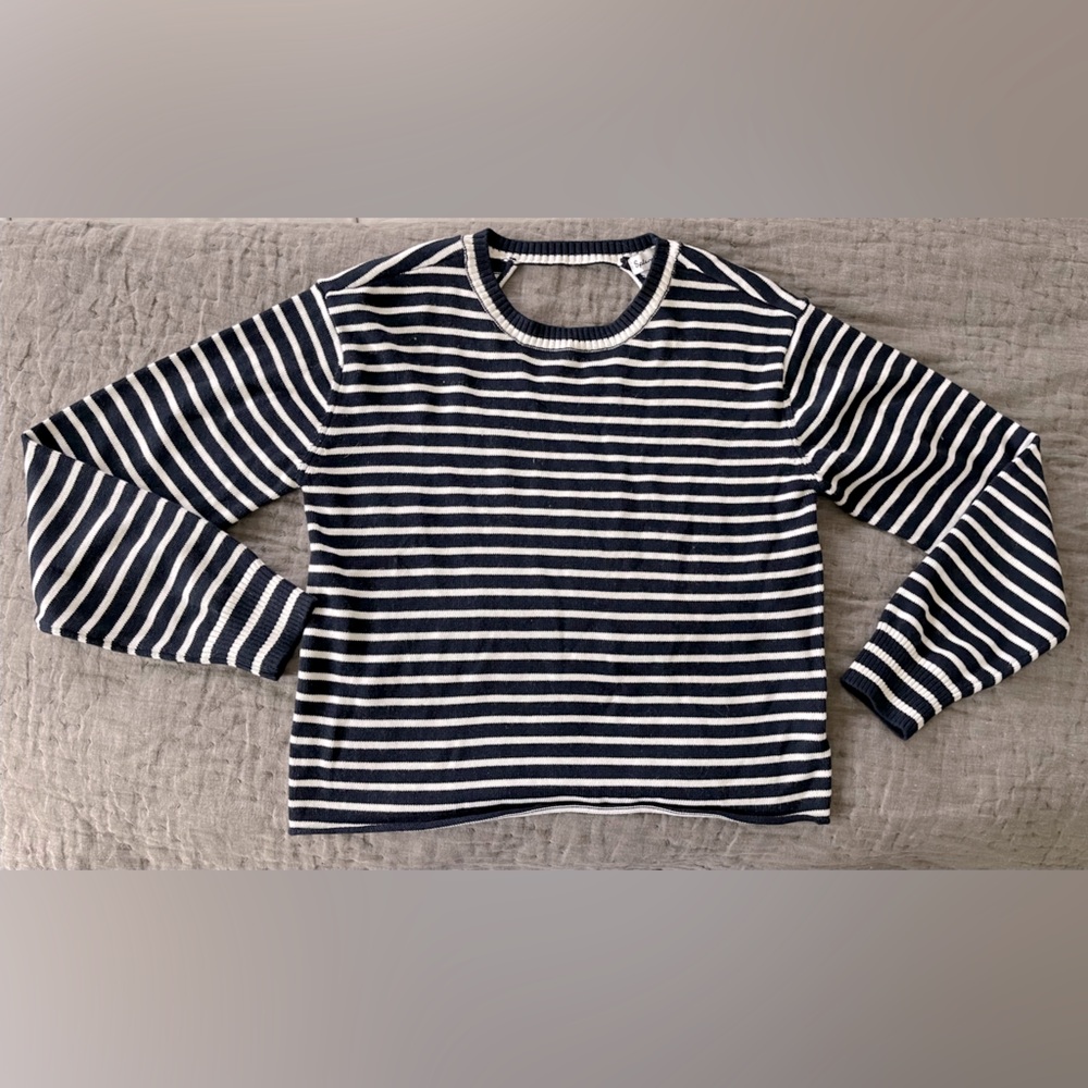 NWOT Splendid Girls’ Striped Navy White Long Sleeve Sweater lightweight size 10